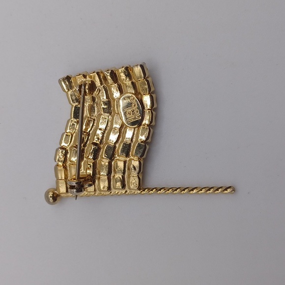 Hobè Gold Tone American Flag Brooch